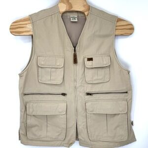 Rainforest Cafe Zip Up Vest Large Beige Hunting‎ Safari Fishing Cargo Pockets